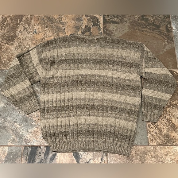 Vintage Made in USA Bill Blass Brown cable knit striped sweater men’s size XL - Picture 2 of 8